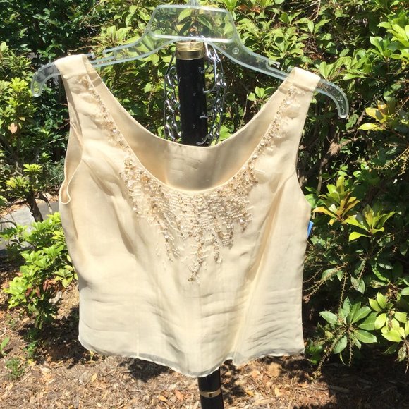 Albert Nipon Sequin Gold Jacket-Top-Skirt 3pc Suit - Picture 5 of 8